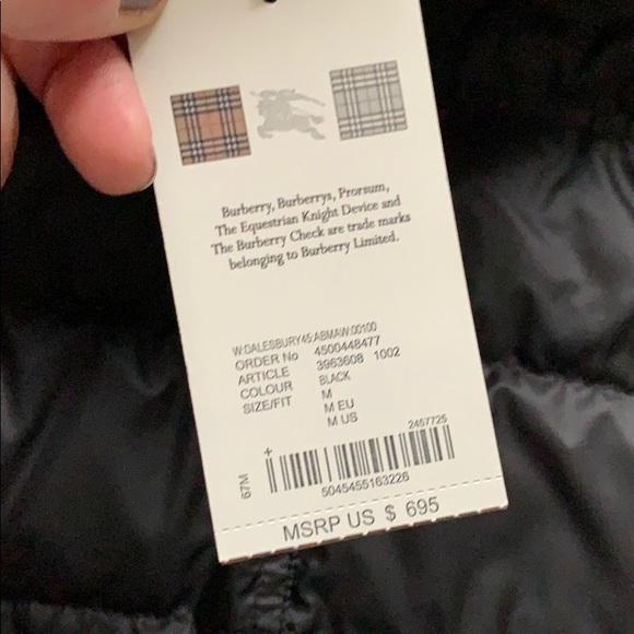 ❌SOLD❌Burberry Brit down black jacket M new - Picture 7 of 8